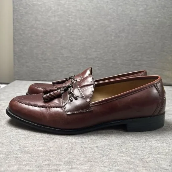 Bass & Co. Men Leather Loafers Shoes Tassels Brown Size 11.5M Style 1475-241 - Picture 3 of 10